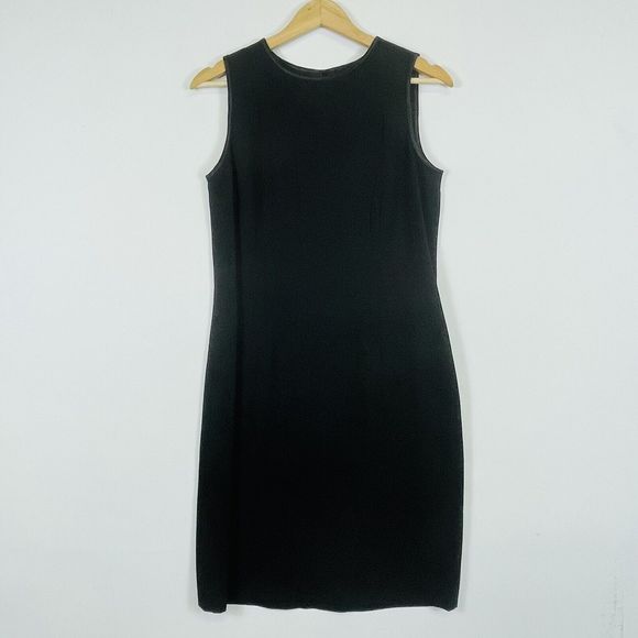 Talbots Basic Black Sleeveless Sheath Shift Polyester Full Lined Dress Womens 8 - Picture 1 of 7